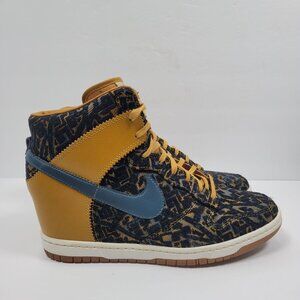 Nike Dunk Sky Hi Premium Hidden Wedge Women's Gold Blue 585560-700 US Size 11.5